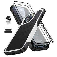 Imagem de ymxdmd Capa resistente para Apple iPhone 12 Pro Max de 6,7 polegadas, 4 cantos com airbags [proteção contra quedas de 3,6 metros], capa antiderrapante texturizada com suporte à choque, carregamento