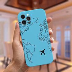 Imagem de Capa de silicone para iPhone 11 12 Pro XS MAX X XR 7 8 Plus de luxo para aviões populares mapa do mundo viagem capa macia fosco, BlueMF, C4615, para iPhone 12 Mini