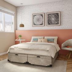 Imagem de base para cama box queen k com baú suede (45x158x198) bege