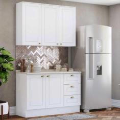 Imagem de Cozinha Compacta 120cm Americana Com Tampo 2 Peças 5 Portas 3 Gavetas