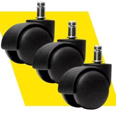 Imagem de KIT C/ 3 Rodas Rodinha Rodízio Para Cadeira De Escritório Giratória