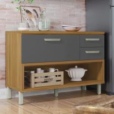 Imagem de Balcão de Cozinha 1 Porta 2 Gavetas com Caixa Organizadora 120cm Princesa Nesher 100% mdf