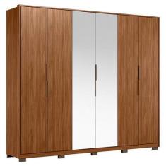 Imagem de Guarda Roupa Casal Atrice 6 Portas Nogueira Touch Com Espelho E Pés De