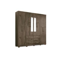 Imagem de Guarda Roupa Casal 8 Portas E 6 Gavetas C Espelho E Pes Liverpool Ebano Santos Andira