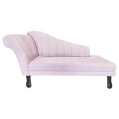 Imagem de Recamier Divã Para Sala Cecilia Pés Retro Tabaco 1.60cm Corano Rosa Be