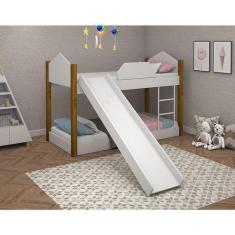 Imagem de Beliche Infantil Com Escorregador Juvenil Luiza - Branco E Mel - Baby