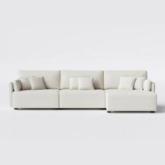 Imagem de Sofá Living Com Chaise Barcelona 2,95M Em Linho Diamond Premium Off Wh