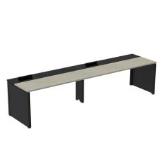 Imagem de Mesa de Plataforma Simples para 2 Pessoas Corporativa 110x792/2p Pscpp110/792/2p Nogueira Casablanca/Preto
