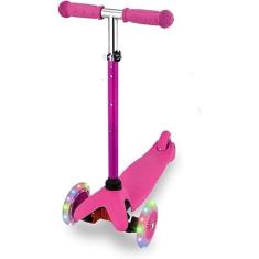 Imagem de Patinete Infantil Ajustável Rosa 3 Rodas com Led-Rosa.