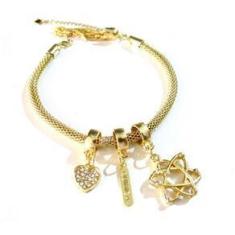 Imagem de Pulseira Berloque Química Com Placa Folheado A Ouro 18k