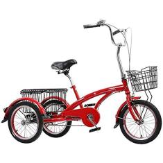 Imagem de Triciclo adulto com armação de aço de alto carbono para atividades ao ar livre de 40,6 cm com cesta grande para recreação, compras, piqueniques, exercícios, pedal, ciclismo