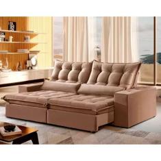 Imagem de Sofá Luxo Vênus Retrátil E Reclinável 2,00m Zara Bege