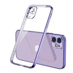 Imagem de Capa transparente de silicone de moldura quadrada de luxo para iPhone 11 12 13 Pro Max Mini X XR 7 8 Plus SE 2020 Capa traseira transparente, roxa, para iPhone 11