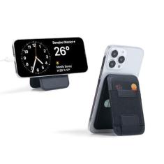 Imagem de ergomi Hera Carteira com dobradiça magnética, compatível com dispositivos MagSafe, carteira para celular com suporte ajustável, para iPhone 15/14/13/12 Series, vários porta-cartões, couro vegano,