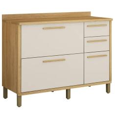 Imagem de Balcão Torino 3 Portas 2 Gavetas para Cozinha Valdemoveis Cor Cinamomo Off White