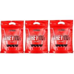 Imagem de Kit 3 wheys 100% pure integralmedica 900g - morango - Integralmédica