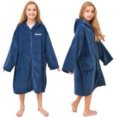 Imagem de Toalha de banho com capuz Hiturbo Kids Soft Plush Zipper Surf Poncho