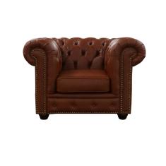 Imagem de Poltrona Chesterfield De Couro - Conhaque Com Brilho