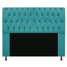 Imagem de Cabeceira Estofada Lady 195 Cm King Size Com Capitonê Suede  Turquesa - Adj Decor