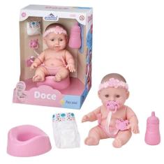 Imagem de Boneca Baby Faz Xixi + Fralda Mamadeira Pinico E Chupeta