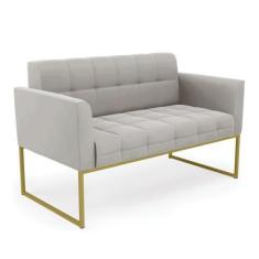 Imagem de Sofá Namoradeira Elisa Veludo Base Metálica Industrial Dourado - D'ros