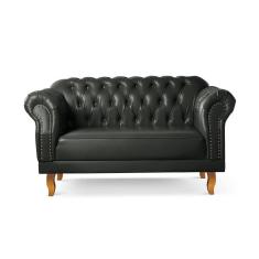 Imagem de Sofá Duque Chesterfield 2 Lugares couro Ecológico Preto 300