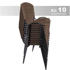 Imagem de Kit 10 Cadeira Empilhavel Iso Plástica Fixa Cadeiras Para Igreja Escri