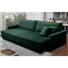 Imagem de Sofá Retrátil e Reclinável 2,10m Karina Veludo Verde Madelina Decor