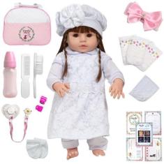 Imagem de Boneca Reborn Grande Menina Nicole Linda + Vários Acessórios - Cegonha