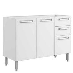 Imagem de Balcão sem Tampo Evidence Aço 3 Portas 2 Gavetas 7024 Branco - Bertolini