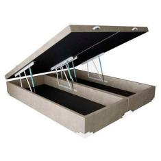 Imagem de Base Box Baú King Bipartido Suede Bege 198x203x39