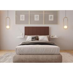Imagem de Painel Cabeceira Estofada 1,35m Bancada Cama Casal Box Marrom