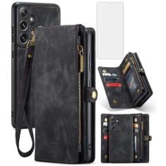 Imagem de Asuwish Capa de telefone para Samsung Galaxy S24 5G carteira com zíper destacável com protetor de tela de vidro temperado e suporte de cartão de crédito flip de couro acessórios para celular S 24 24S