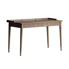 Imagem de Mesa de computador Mobília de estudo de luxo leve PC Mesa de laptop simples escrita home mesa cinza madeira mesa de estudo com 2 gavetas e 3 lados defletor, alça de latão Mesa de trabalho para home of