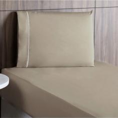 Imagem de Jogo De Lençol Solteiro Percal 200 Fios 2 Peças - Caqui