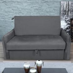 Imagem de Sofá Cama Com Baú 2 Lugares Ethan Veludo Cinza