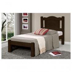 Imagem de Cama de Solteiro Paris de Madeira Maciça Tauari Tabaco