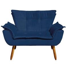 Imagem de Sofá Retrô Namoradeira Opala Suede Azul Marinho - D'Rossi