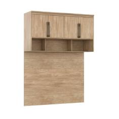 Imagem de Módulo Aéreo com Painel para Cama Casal 4 Portas 3 Nichos Belmax Carvalho