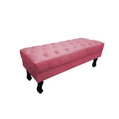 Imagem de Recamier Luis Xv Capitonê Retrô 120cm Suede Rosa Pés Madeira Mz Decor