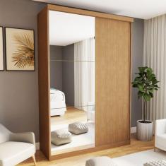 Imagem de Guarda-Roupa Solteiro Cléo 2 Portas de Correr 2 Gavetas Carvalho - Minastex