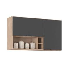 Imagem de Armário de Cozinha Modulado Aéreo Firenze 2 Portas 120cm Avena/Grafito - Demóbile