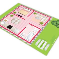 Imagem de Tapete Em Lona Casa  Com Jardim Para Brincar 1,8X1,2M