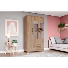 Imagem de Guarda-Roupa Açai 03 Pts. c/ Espelho Jequitibá Brilho - Henn