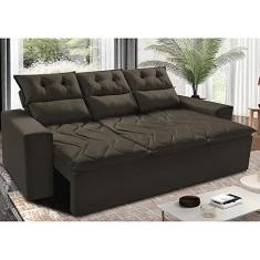 Imagem de Sofá 3 Lugares Retrátil e Reclinável 2,00m Cama Inbox Smal com bordado pantográfico Suede Café