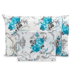 Imagem de Lençol Solteiro 2 Pçs Ponto Palito Percal Estampado 180 Fios