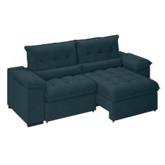 Imagem de Sofá 3 Lugares Retrátil e Reclinável Arezzo Veludo Petróleo