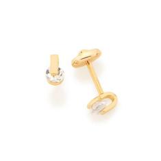 Imagem de Brinco Infantil Rommanel Ouro 18K Com Cristais - 0,5cm