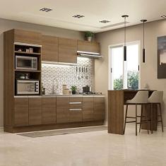 Imagem de Cozinha Completa Madesa Glamy 315002 com Armário, Balcão e Bancada (sem Tampo e Pia) - Rustic