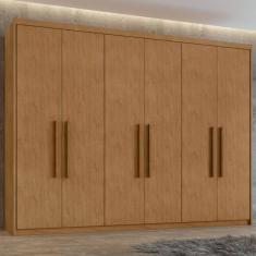 Imagem de Guarda-Roupa Casal áries 6 Portas 5 Gavetas Amêndoa Clean - Móveis Lopas